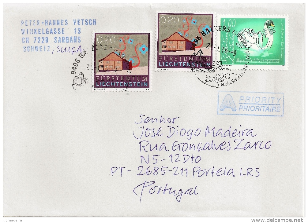 Lichtenstein Cover To Portugal - Cartas & Documentos