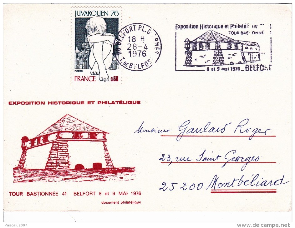 C01-063 - France CEP - Carte Entier Postal  Du 8-5-1976 - COB  - Cachet De 90 Belfort - Série  - Tour Bastionnée 41 Belf - Collections & Lots: Stationery & PAP