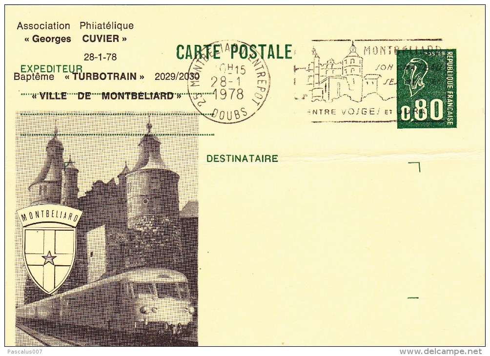 C01-072 - France CEP - Carte Entier Postal Avec Pli  Du 28-1-1978 - COB  - Cachet De 25 Doubs - Série  - Ville De Montbe - Collections & Lots: Stationery & PAP