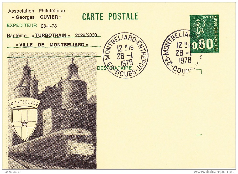 C01-073 - France CEP - Carte Entier Postal  Du 28-1-1978 - COB  - Cachet De 25 Doubs - Série  - Ville De Montbelliard Et - Collections & Lots: Stationery & PAP