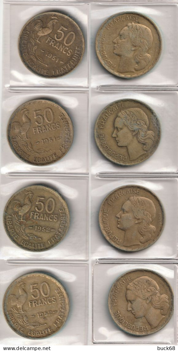 J03a FRANCE 1951 Guiraud 50 F Lot De 2 Pièces De Monnaie / Coin / Münze Bronze [J03a] - Colecciones
