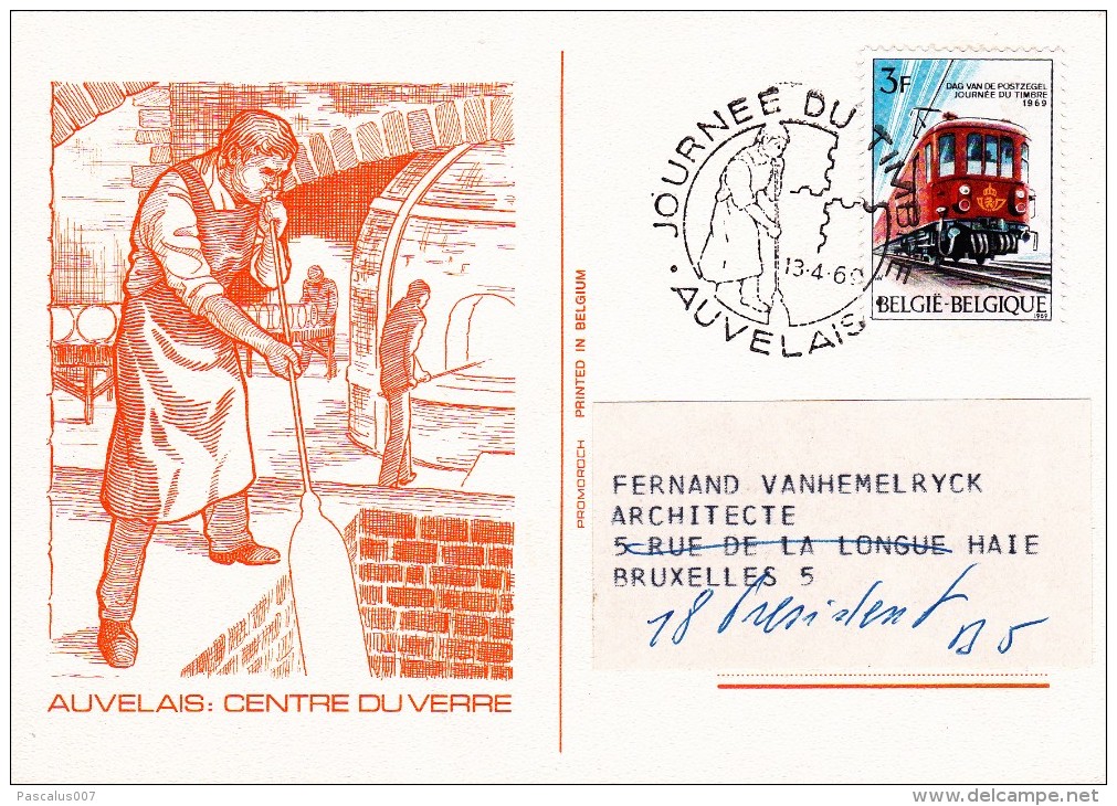 C01-106 - Belgique CEP - Carte Entier Postal  Du 13-4-1969 - COB 1488 - Cachet De Auvelais - Série Train - Centre Du Ver - 1961-1970