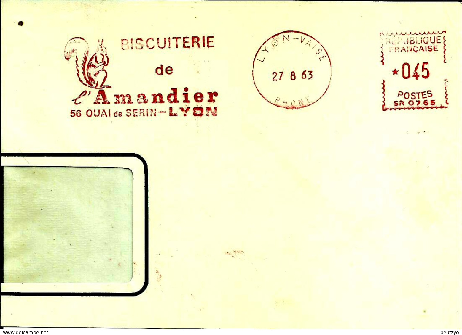 Lettre EMA Satas SR Biscuiterie De L'amandier  Alimentation Animaux Mammiferes Rongeurs Ecureuil    Theme  69 Lyon 48/38 - Rodents