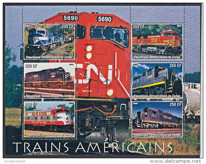 B5197 DR CONGO 2005, American Trains, M-sheet  MNH - Mint/hinged