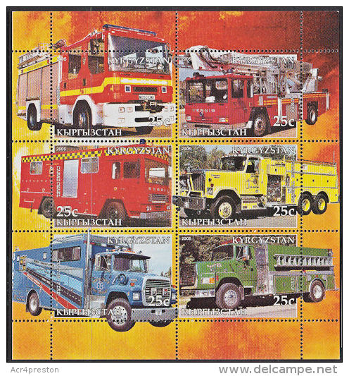 B5203 KYRGYZSTAN 2005, Fire Engines (Voiture Des Pompiers), Autos, M-sheet  MNH - Kirghizistan