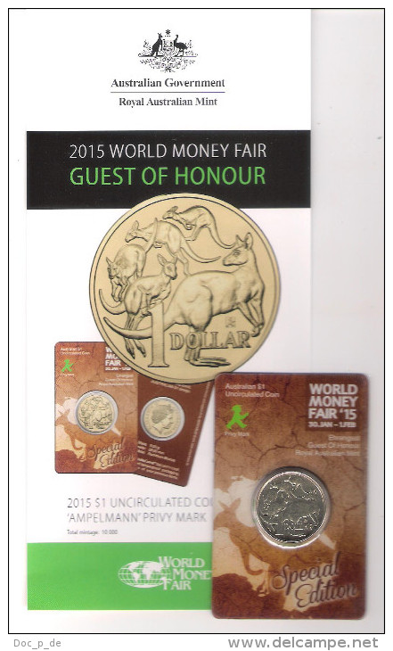 Australia - 1 Dollar 2015 Coincard " Ampelmann Privy Mark " - World Money Fair Special Blister - Only10.000 Ex. - Münz- Und Jahressets