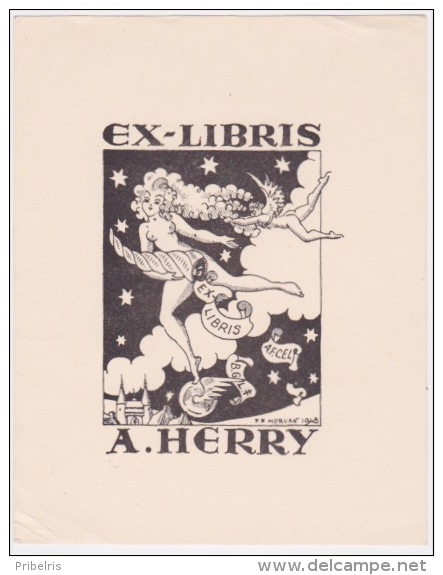 Ex-Libris érotique - A. Herry - Gravé Par Morvan - Exlibris