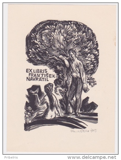 Ex-Libris érotique - Frantisek Navratil - 1963 - Collection Paul Pfister - Exlibris