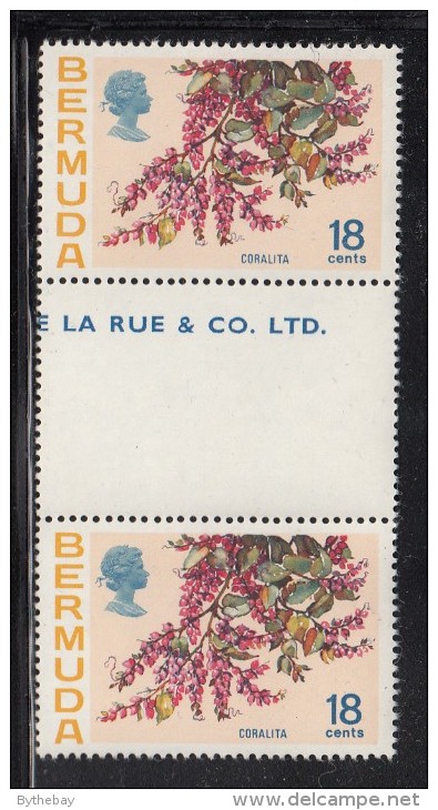 Bermuda MNH Scott #265 Gutter Pair 18c Coralia - Flowers - Bermudes