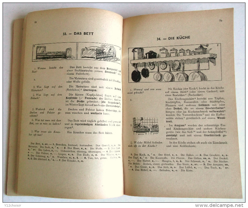 LIVRE 1950 DAS WORT IM SATZ NOUVEAU VOCABULAIRE ALLEMAND-FRANCAIS ILLUSTR H. BRETON LIBRAIRIE MARCEL DIDIER . F. BERMANN - Schulbücher