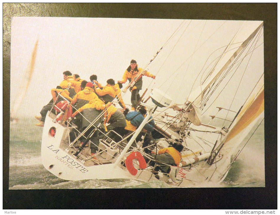 Voilier "la Poste" Course Autour Du Monde Arrivée Ajaccio 1990 - Standaardpostkaarten En TSC (Voor 1995)