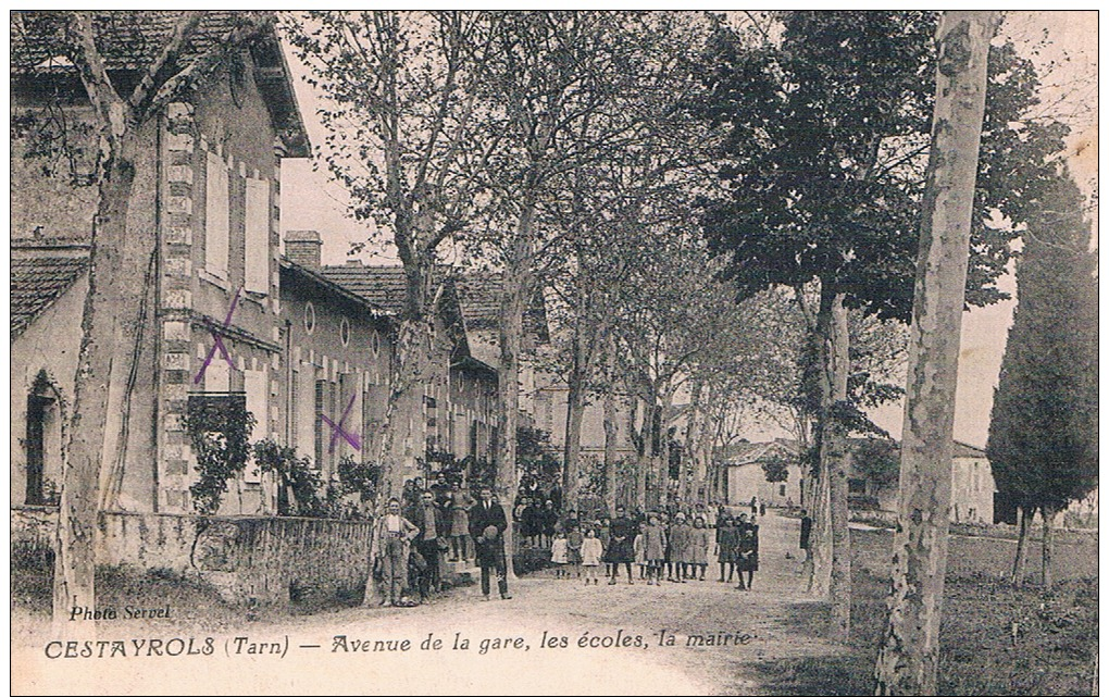 FRANCE C.P.A  81  TARN   CESTAYROLS  Avenue De La Gare Les Ecoles La Mairie  (en L´état) - Autres & Non Classés