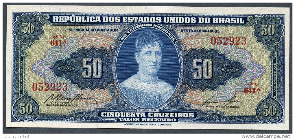 Brésil P 152c * 50 Cruzeiros  1959 * AUNC * Série 641  N° 052923 Date RARE !!! - Brasil