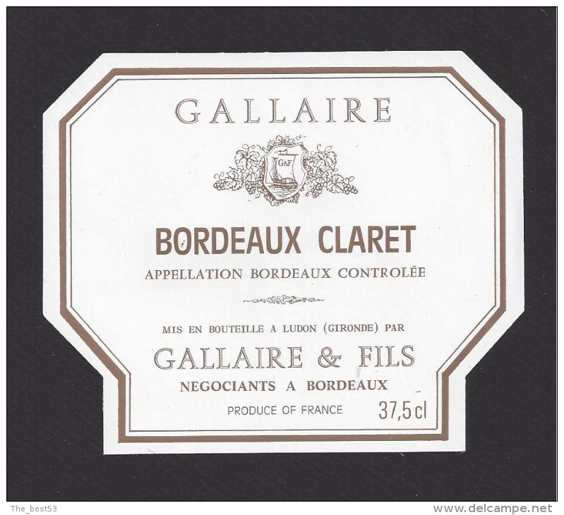 Etiquette   -   Claret  -   Bordeaux   -   ND Années 80 ? - Bordeaux