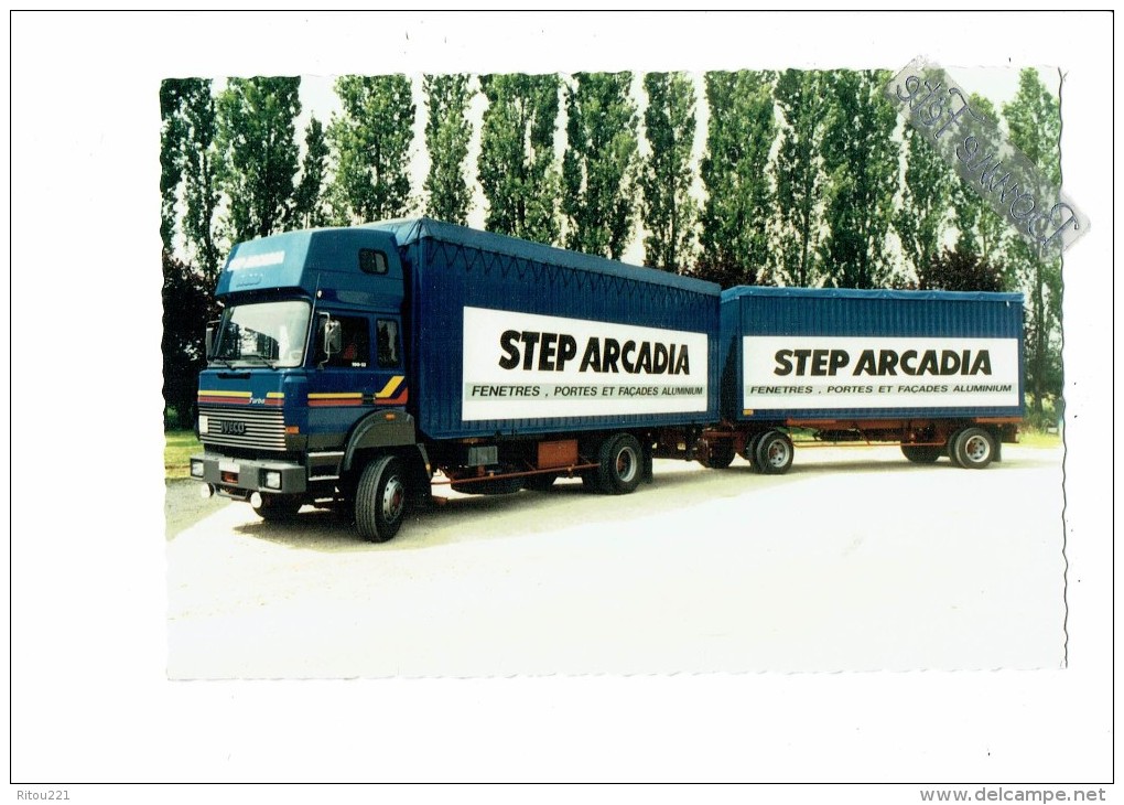 21 - GENLIS - Côte D´Or -  CAMION DE TRANSPORT - Iveco Turbo - STEP ARCADIA - Menuiserie Aluminium - 1989 - Trucks, Vans &  Lorries