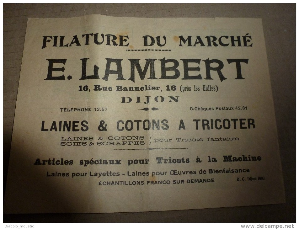 Vers 1900 Image D'EPINAL Réclame E. LAMBERT Laines Et Coton à Tricoter ,dimension 19,5 X 15 Cm ,DEVINETTES  Illust H.F. - Pubblicitari