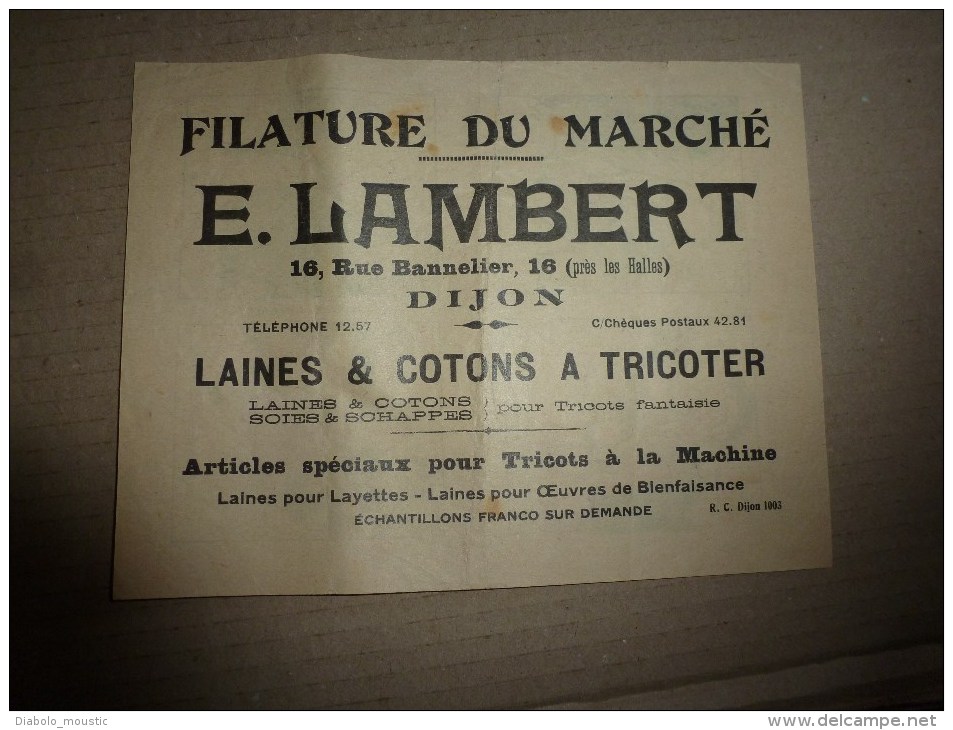 Vers 1900 Image D'EPINAL Réclame E. LAMBERT Laines Et Coton à Tricoter ,dimension 19,5 X 15 Cm ,DEVINETTES  Illust H.F. - Pubblicitari