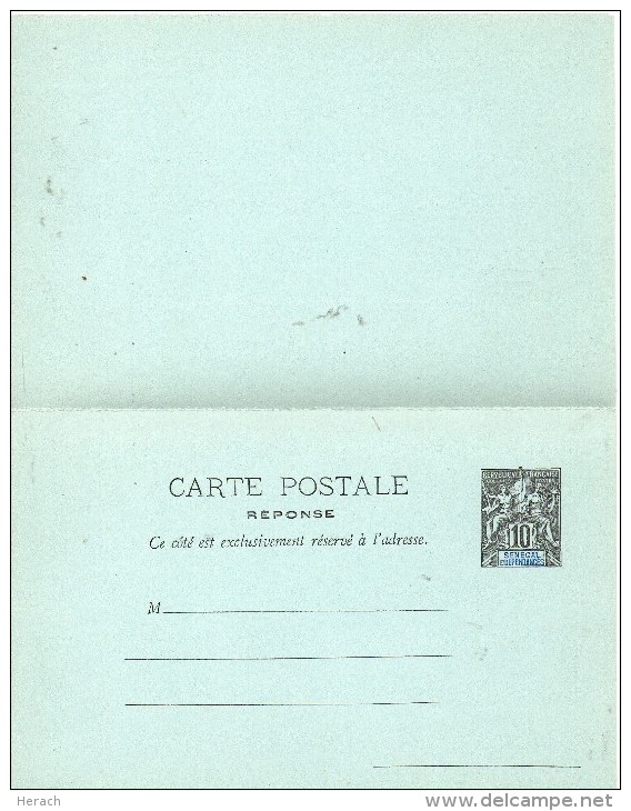 SENEGAL ENTIER POSTAL DOUBLE 10c NOIR TYPE GROUPE - Lettres & Documents