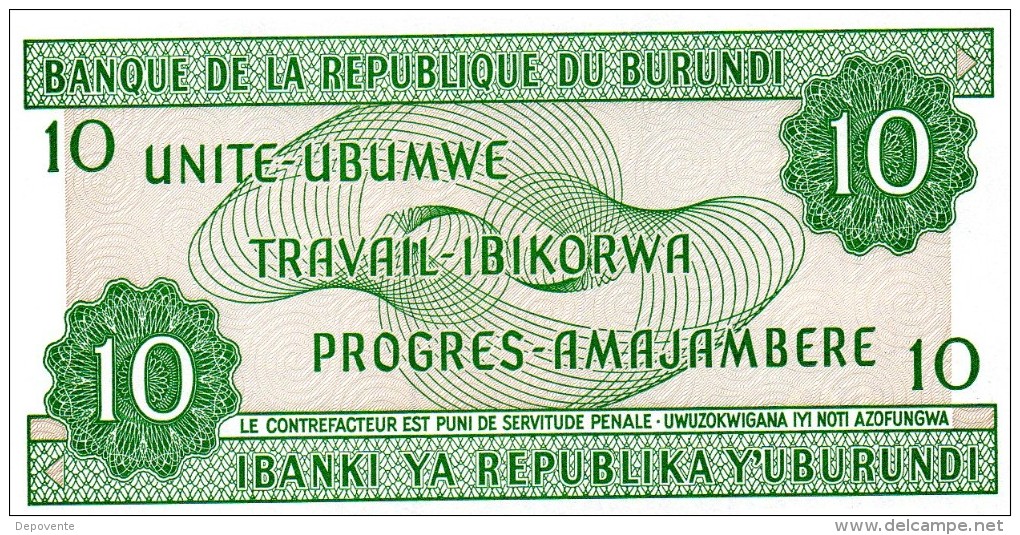 NEUF : BILLET DE 10 FRANCS - BURUNDI - 2007 - Burundi