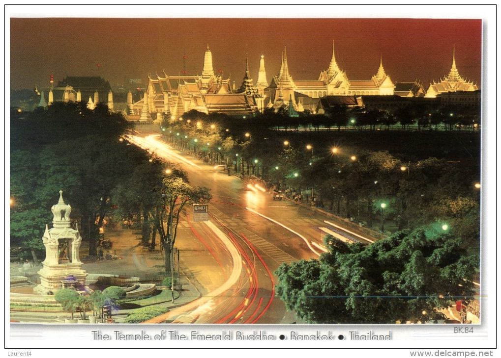 (911) Thailand - Bangkok Temple (3 Frogs Stamps At Back Of Postcard) - Bouddhisme