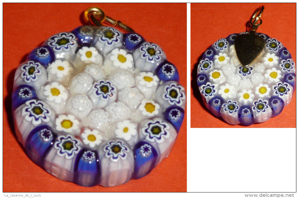 Rare Bijou Pendentif En Verre, Bonbons Millefiori, Murano - Pendentifs