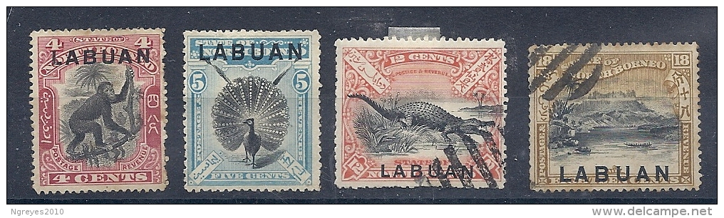 140019075  LABUAN  (BORNEO)  YVERT   Nº  76/78/82/83A  USED/MH - Noord Borneo (...-1963)