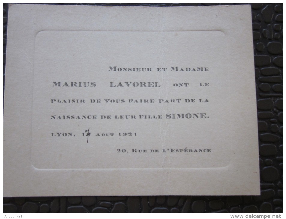 Carte De Visite  Militaria Monsieur Et Madame Lavorel Faire Part Naissance Fille Simone Lyon 1921 - Geboorte & Doop