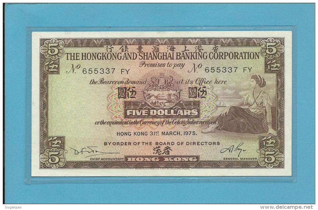 HONG KONG - 5 DOLLARS - 1975 - P 181.f - 2 Scans - Hongkong