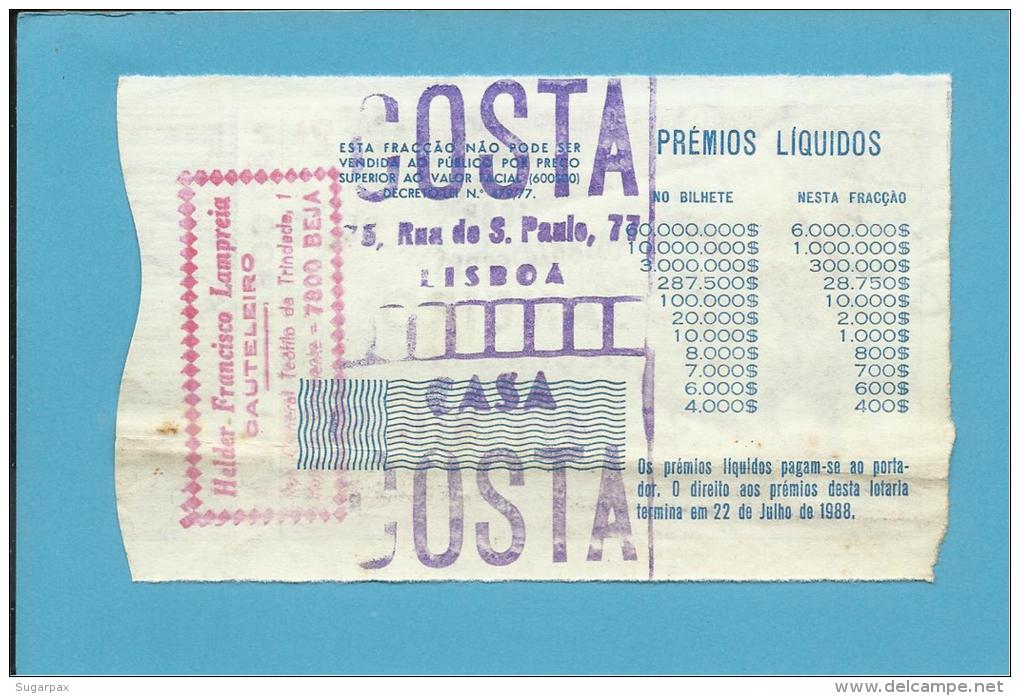 LOTARIA NACIONAL - 2.&ordf; ESP. - 26.02.1988 - ESPECIAL DE JANEIRO - Portugal - 2 Scans E Description - Lottery Tickets