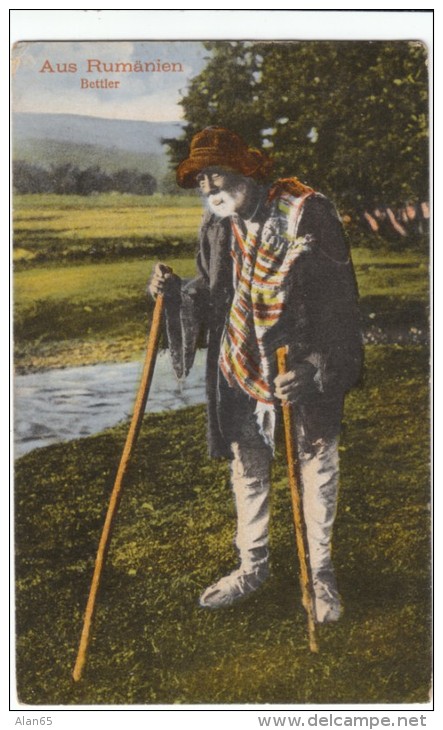 Romania Romanian Beggar Ethnic Type, Rumanien Bettler, C1910s Vintage Postcard - Romania