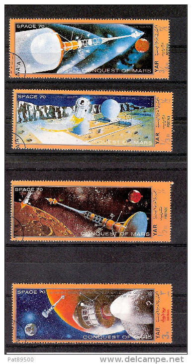 ESPACE CONQUETE MARS 1970 / Y.A.R. 4 Vignettes Grand Format Oblitérés (1 P.A.) Sans Présentoir / - Other & Unclassified