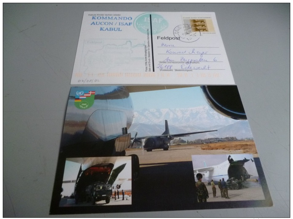 2 CARTES POSTALES DU KOMMANDO ALLEMAND AUCON/ISAF  KABUL - Dokumente