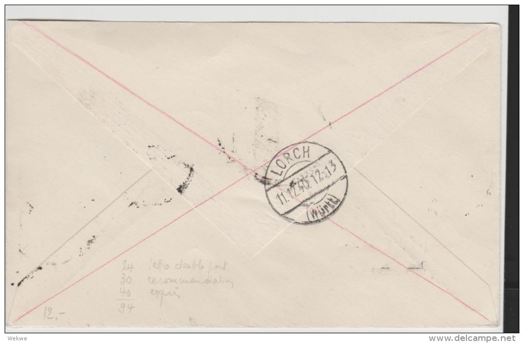 L136/  LUXEMBURG - Brief Mit Mi.Nr. 20, 21, 31 Als Eilboten/Einschreiben 10.12.40 Nach Lorch - 1940-1944 Occupation Allemande