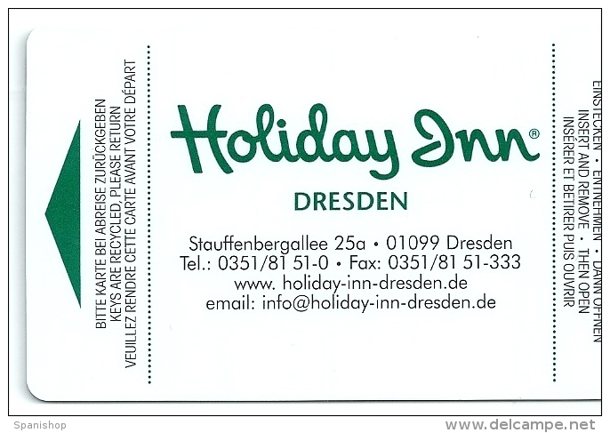 Llave Card Karte Clef Hotelkarte Keycard  HOTEL HOLIDAY INN DRESDEN - RADEBERGER BEER PUBLICITY IN REVERSE - Hotel Labels