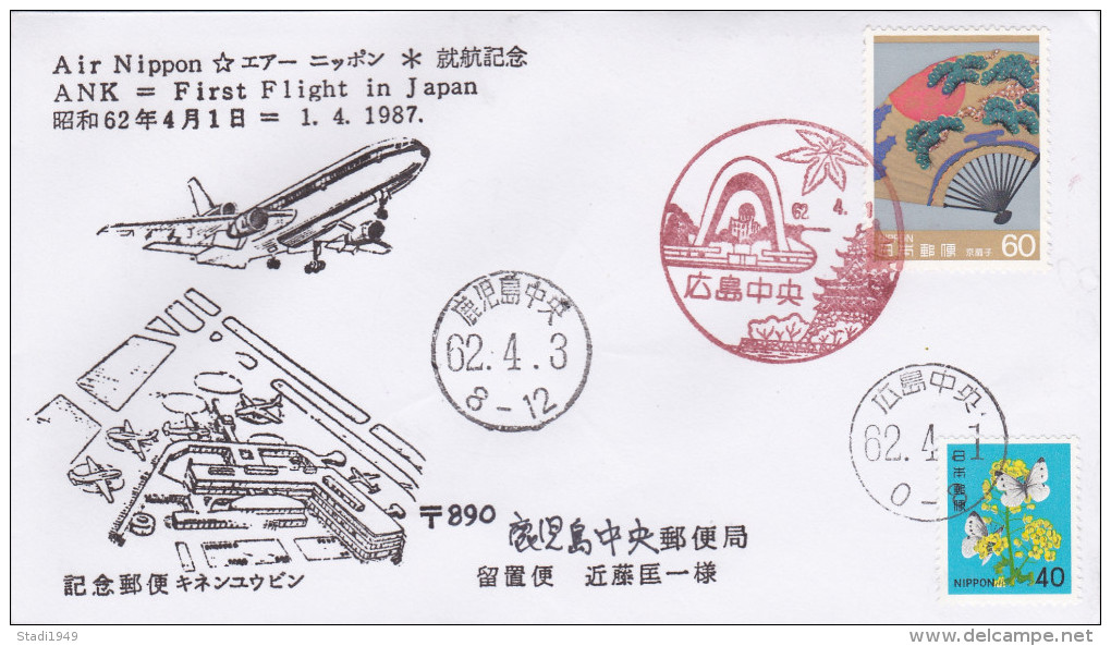 Firstflight Set Of 3 Japan Air Nippon Delta SAS  1987 (326) - Poste Aérienne