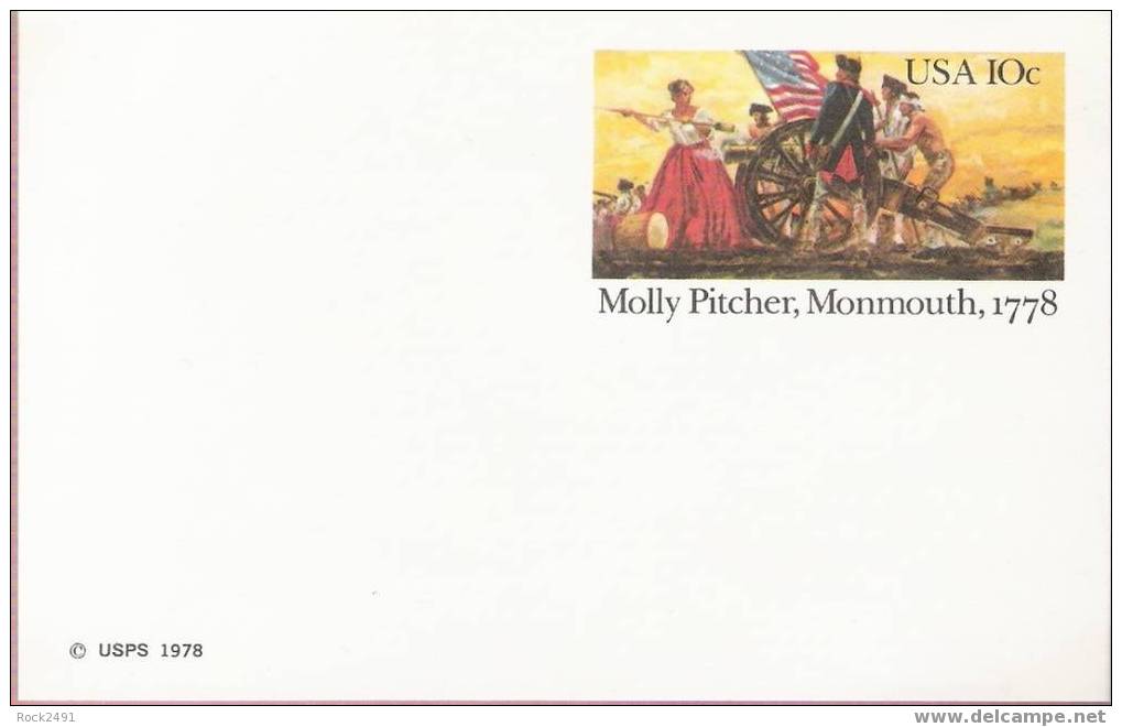 US Scott UX77, 10-cent Post Card, Molly Pitcher, Monmouth, 1778, Mint - 1961-80