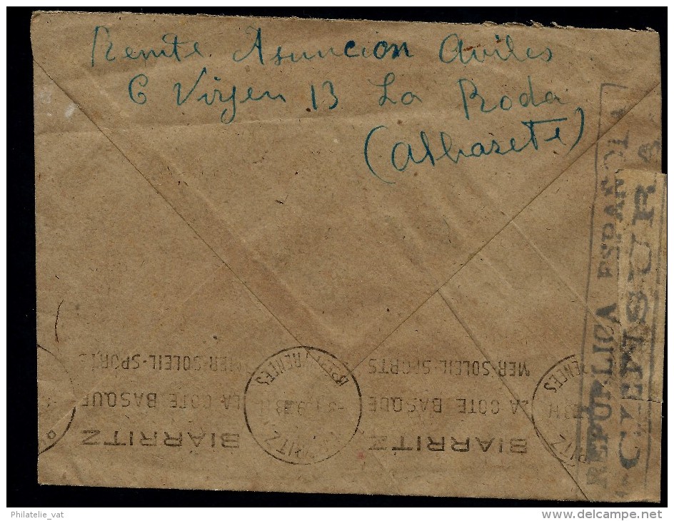 ESPAGNE - LETTRE DE CALBARETE POUR LA FRANCE AVEC CENSURE  1939  - A VOIR - Republikeinse Censuur