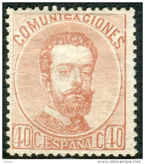 Edifil 125(*) 1872 Amadeo 40 Cts Castaño Claro En Nuevo Magnífico - Unused Stamps