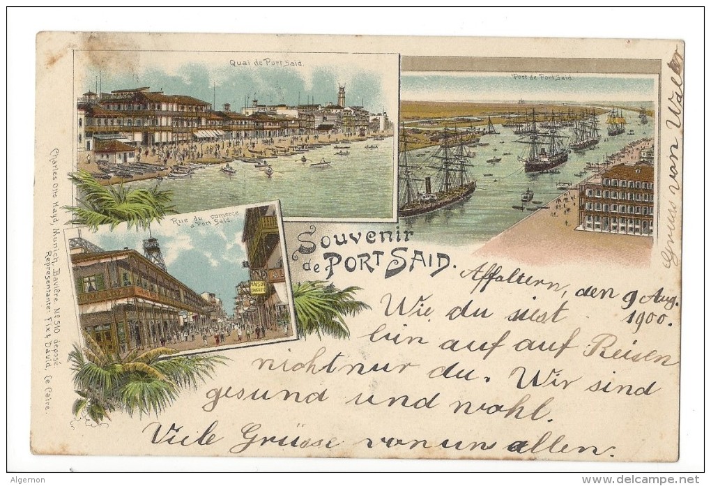 11545 - Souvenir De Port Saïd Litho Circulée 1900 - Port-Saïd