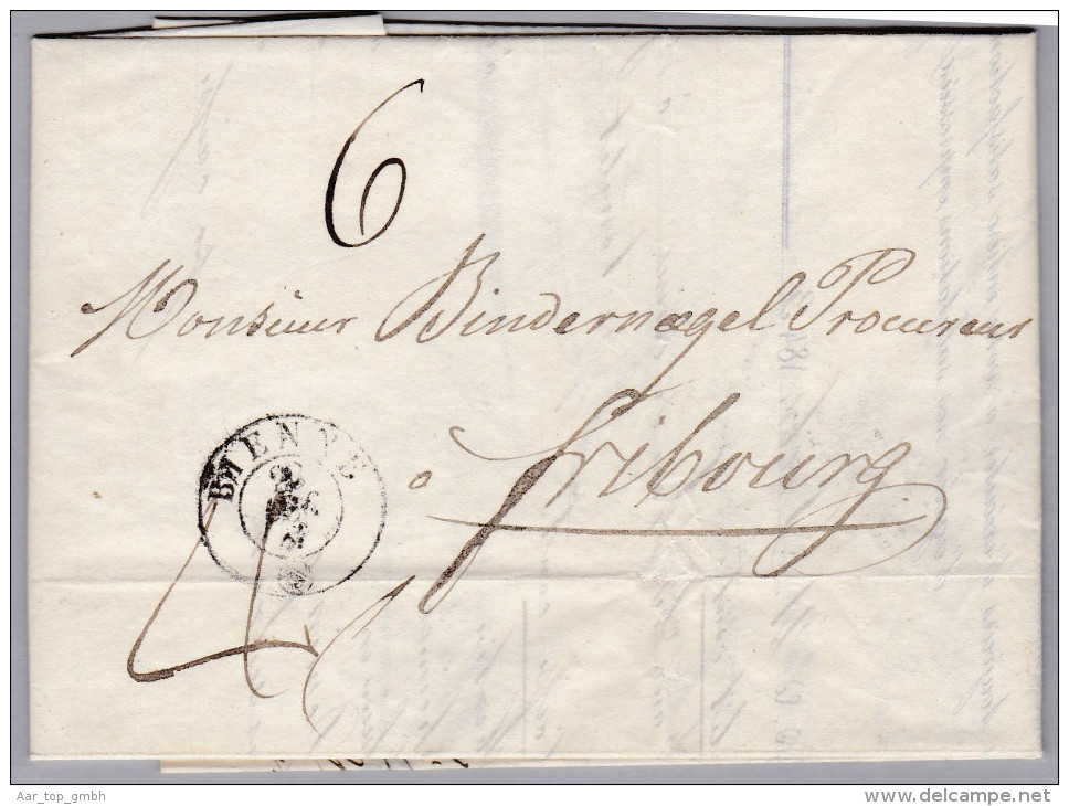 Heimat BE BIENNE 1843-12-21 Vorphila Nach Fribourg - ...-1845 Prephilately