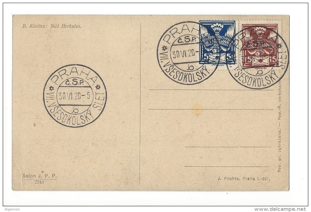 11554 - Bohumil Kozina Nas Herkules Czech Patriotic Postcard Prag - Tchéquie