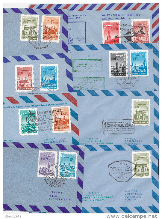 MALEV Flightpost LEGIPOSTA Set Of 8 Airletters 1969 - 1973 (329) - Briefe U. Dokumente