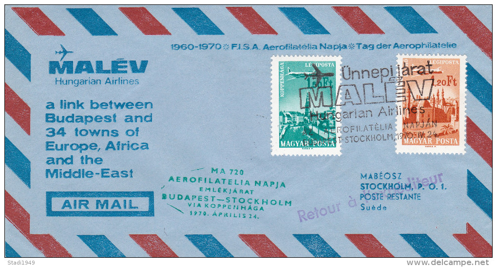 MALEV flightpost LEGIPOSTA Set of 8 airletters 1969 - 1973 (329)