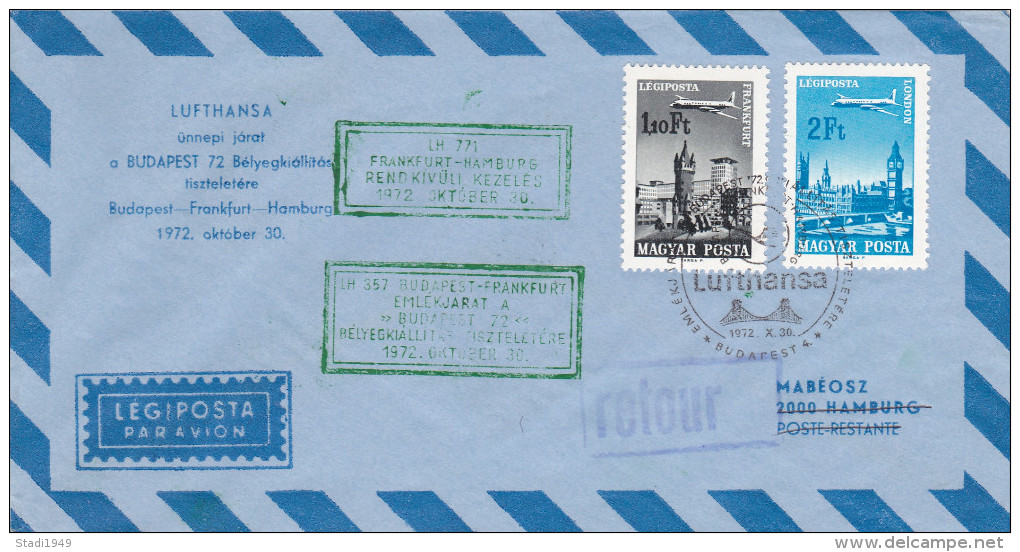 MALEV flightpost LEGIPOSTA Set of 8 airletters 1969 - 1973 (329)