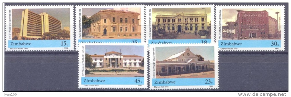 1990. Zimbabwe, 100y Of Harare, 6v,  Mint/** - Zimbabwe (1980-...)