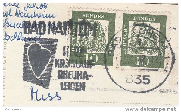 1962 Cover CARDIOVASCULAR RHEUMATIC Illus HEART Slogan Pmk GERMANY Bad Nauheim Health Medicine Hydrotherapy Card - Kuurwezen