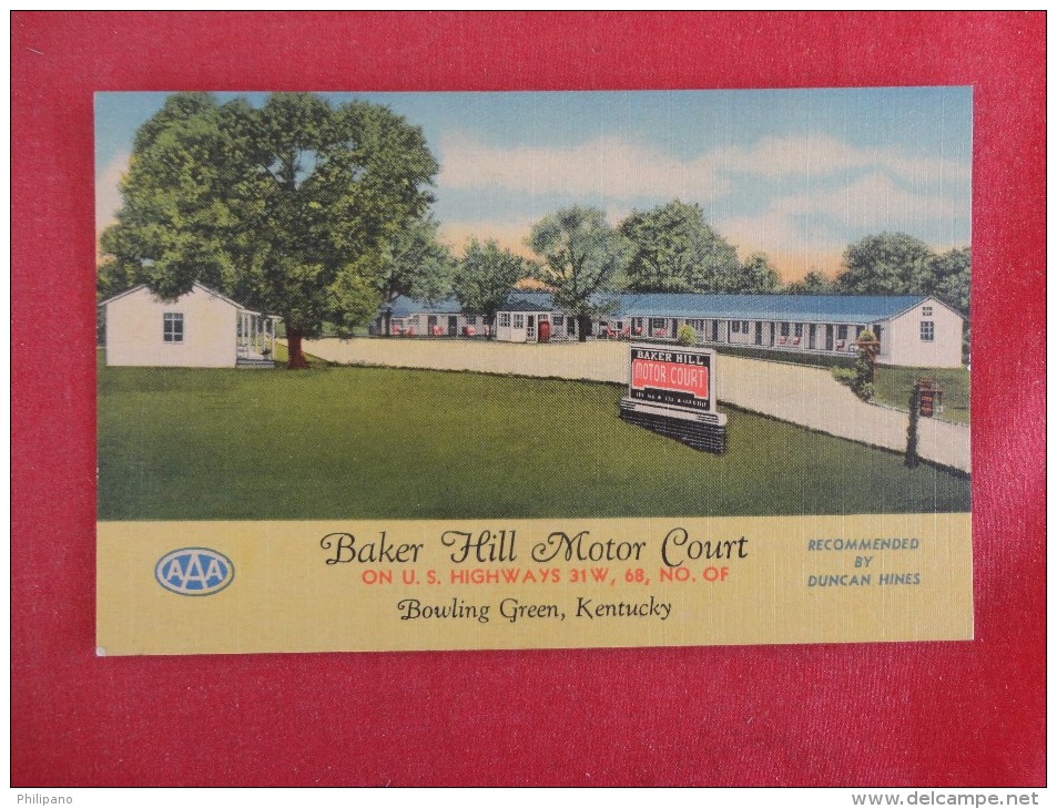 Kentucky> Bowling Green  Baker Hill Motor Court    Ref 1696 - Bowling Green