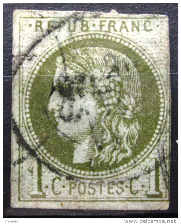 FRANCE           N° 39A              OBLITERE    (aminci) - 1870 Bordeaux Printing