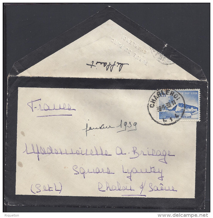 BELGIQUE - 1939 -  LETTRE DE CHARLEROI A DESTINATION DE CHALONS S/ SAONE - FR - - Covers & Documents