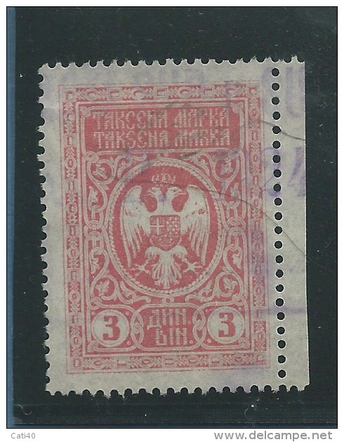 MARCA DA BOLLO  - JUGOSLAVIA 3 DINARA - Revenue Stamps